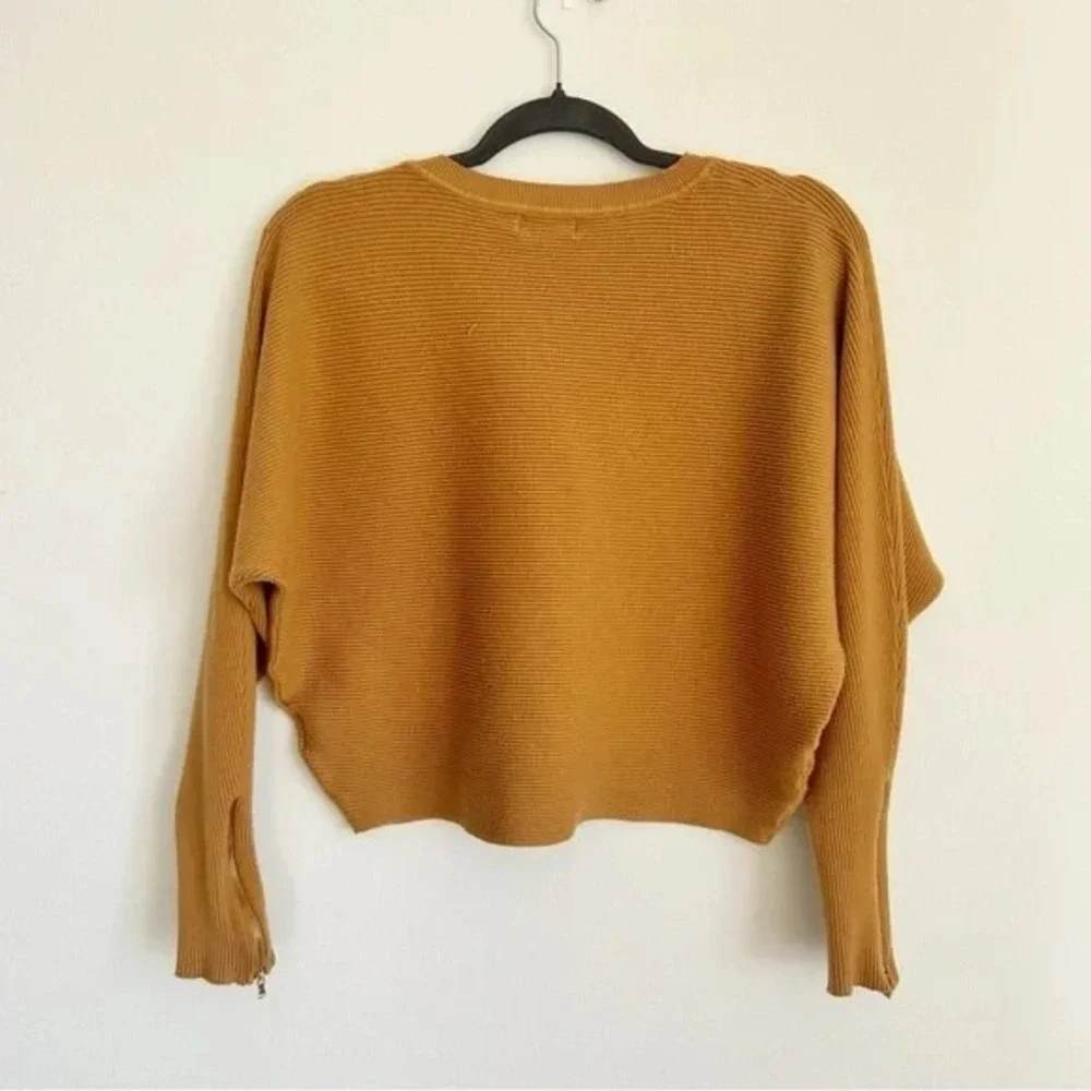 CARMEN MARC VALVO I Womens Ochre Ribbed Cropped Sweater I‎ XL I Dolman Sleeve - Picture 2 of 10
